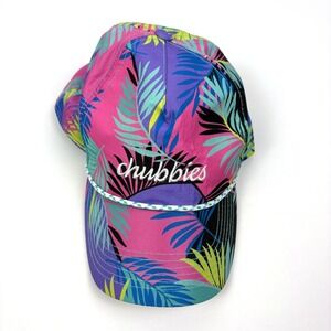 Chubbies Tropical Leaf Snapback Hat OSFM Black Pink Purple Agua Preppy Beach SEE